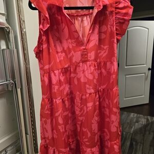 Umgee Red and Pink Floral Dress